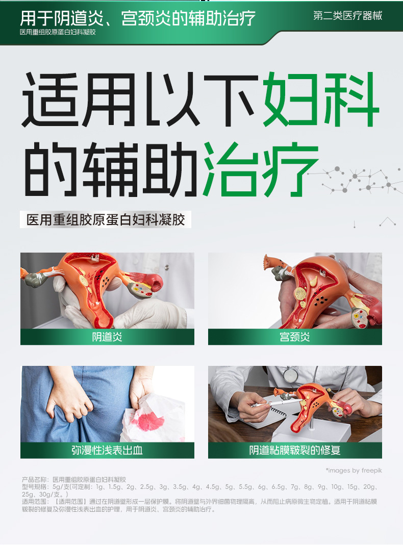医用重组胶原蛋白妇科凝胶紧致私护二类医疗器械私密敷料OEM代工