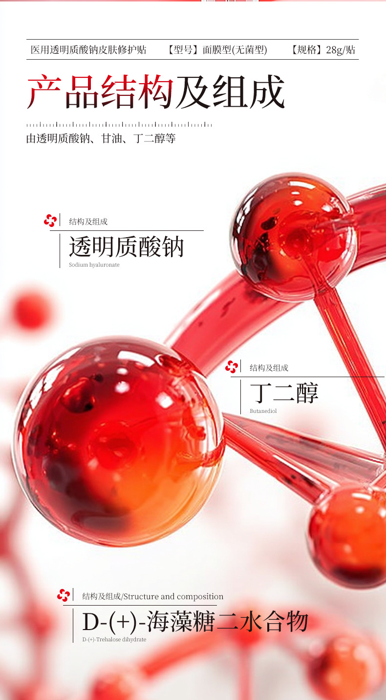 医用美容院线术后医用透明质酸钠修护贴二类医疗器械面膜型可贴牌 100+人好评 商品复购率23.08% 200+人已加购