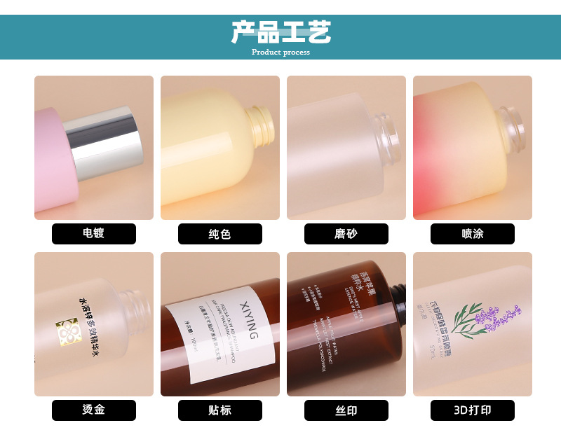 定制化妆品瓶玻璃套装瓶30-50g膏霜瓶50-120ml按压乳液瓶喷雾瓶