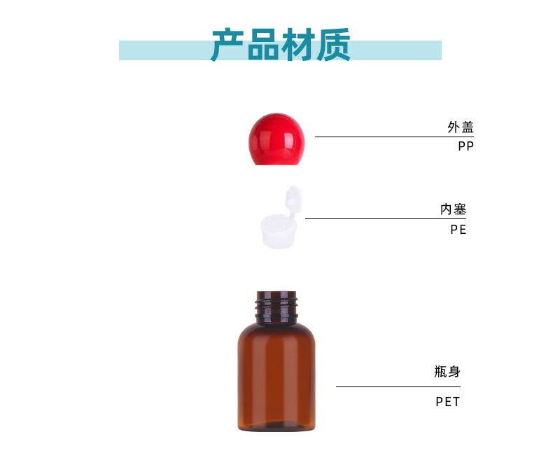 厂家直销50ml茶色PET纯露瓶 球形旋盖分装瓶护肤品包材化妆品空瓶