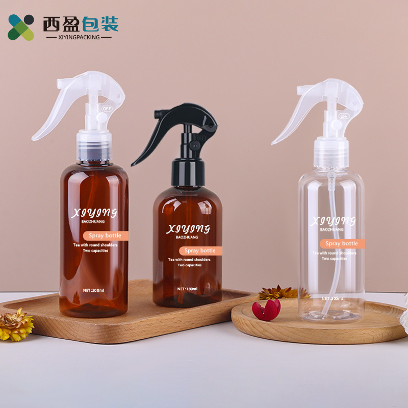 工厂直供PET圆肩250ml茶色纯露瓶配内塞300ml化妆品瓶分装瓶空瓶