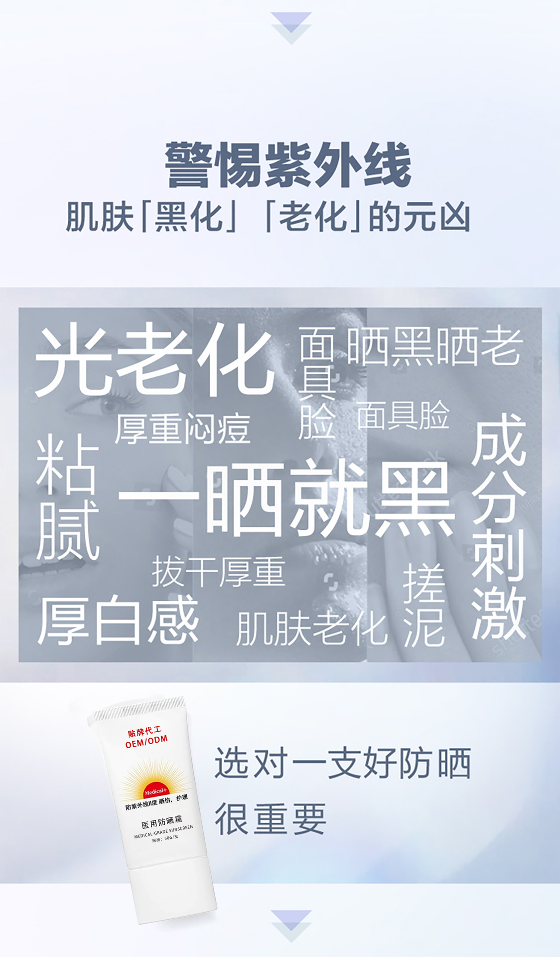 OEM贴牌械字号医用防晒霜50+预防医美防晒伤紫外线湖南金瑞祥药业
