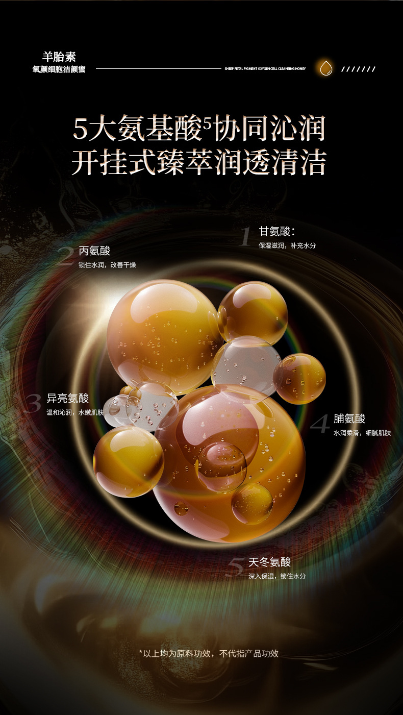 羊胎素细胞洁颜蜜oem氨基酸清爽温和保湿不假滑洗面奶贴牌代加工