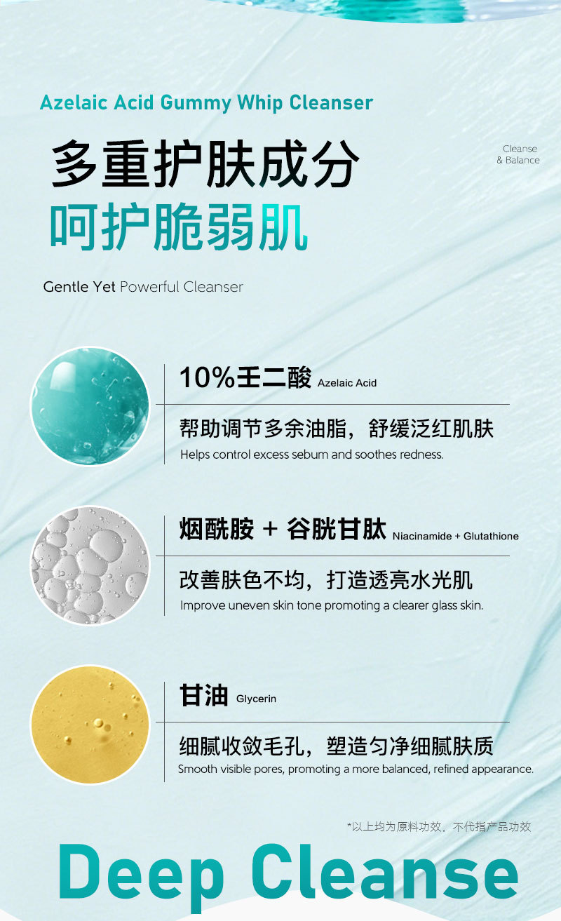 定制跨境爆款壬二酸深层洗面奶oem TK 亚马逊净痘控油洁面代加工